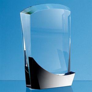 Optical Crystal Arch Award with Onyx Black Swooping Base - FC164