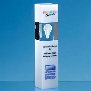 Clear and White Optical Crystal Square Column Award - FC166