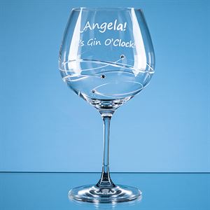 'Just For You' Diamante Gin Glass with Spiral Shaped Cutting