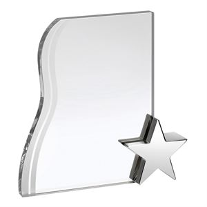 Silver Star Wave Crystal Plaque - AC114