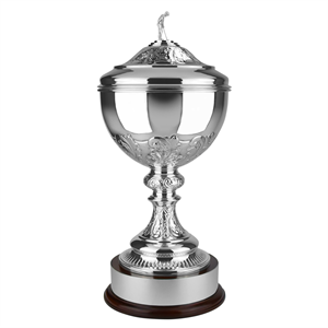 The Imperial Challenge Hand Chased Trophy with Golf Figure Lid - HVL5000