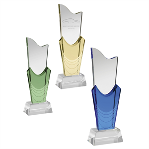 Sky, Amber and Lime Coloured Crystal Award - AC175