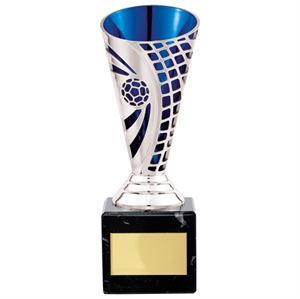 Defender Football Trophy Cup - Silver & Blue - TR20510C
