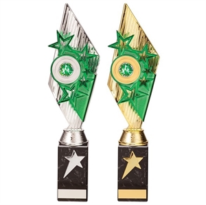Pizzazz Green Trophy - Silver or Gold - TR20516/TR20524