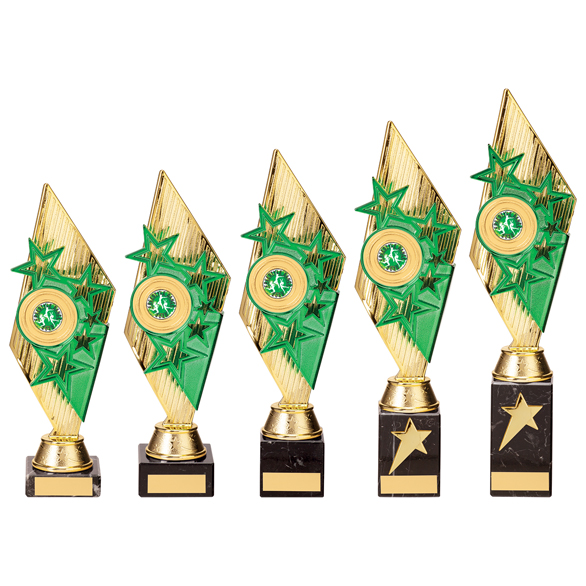 Pizzazz Green Trophy - Gold - TR20524 in 5 sizes