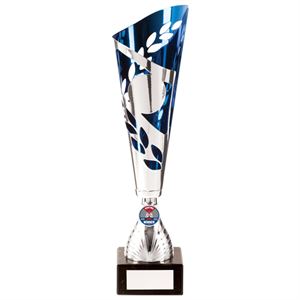 Zues Laser Cut Metal Silver & Blue Cup - TR20548