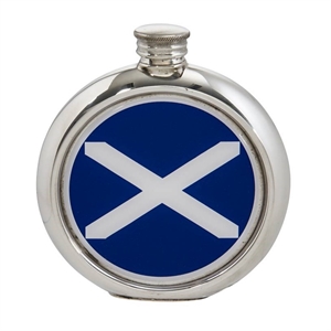 6oz Round St Andrews Flag Pewter Picture Flask - 4766PICL-S6