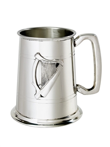 Irish Harp Badge 1 Pint Pewter Tankard - A238IH