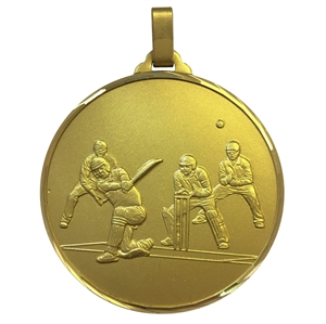 Gold Faceted Cricket Medal (size: 52mm and 60mm) - 409F