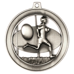 Silver Halo Rugby Medal (size: 55mm) - AM1608.67