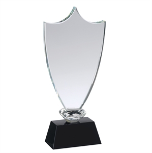 Shield Clear & Black Optical Crystal Plaque Award - GLC002