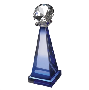 Diamond Topped Blue Pyramid Crystal Award - SCW56