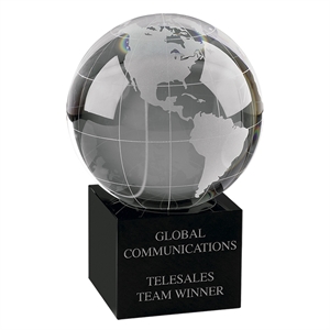 World Globe with Black Crystal Base Award - AC18