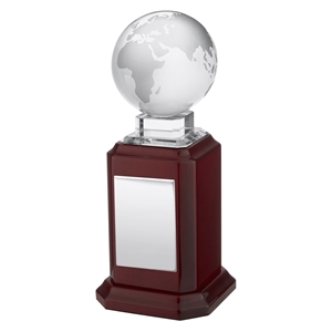 Crystal Globe with Wood Base Award - AC194