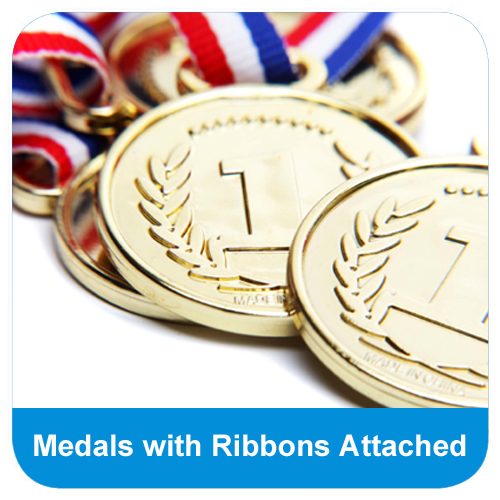 Medals with ribbons attached