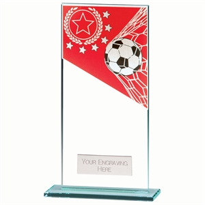 Mustang Football Jade Glass Award - Red & Silver - CR22288