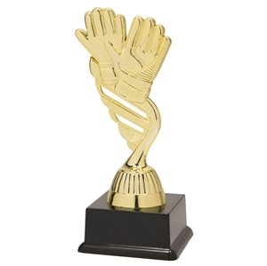 Football And Goalkeeper Glove On Net Trophy - 7.25" Free Engraving 1" Ctr