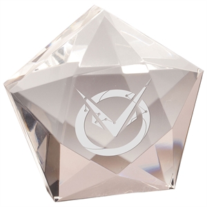 Dynamic Pentangle Crystal Paperweight - CR22120A