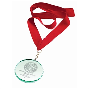 Imperial Jade Glass Medal Engraved - CR16223A