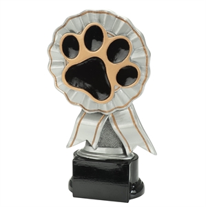 DOG SHOW SILVER ROSETTE ACRYLIC 180mm TROPHY *FREE ENGRAVING* 3 SIZES AWARD *NEW 