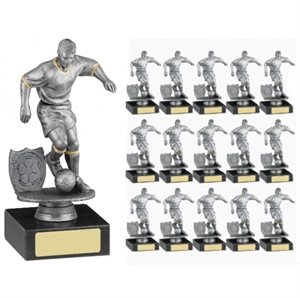 Male Footballer Silver Trophy Pack of 15 - F28B