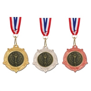 Pack Of 1000 Tudor Rose Medals With Ribbons & Logo Inserts (40mm) - AM993/SET1000