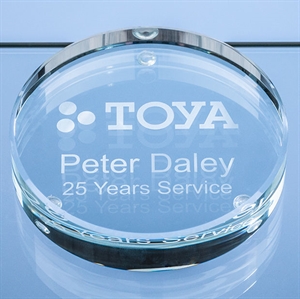 Clear Glass Round Paperweight - FC192
