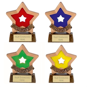 Mini Star House Trophy - Red, Blue, Green & Yellow - A951