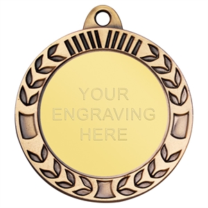 Gold Deluxe Engraved Wreath Medal 70mm - EM67AG