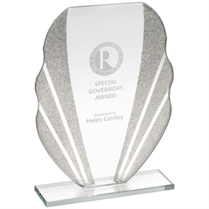 Scallop Silver Glitter Jade Glass Award - SG3