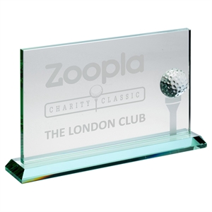 Frosted Golf Tee Jade Glass Award - KG26