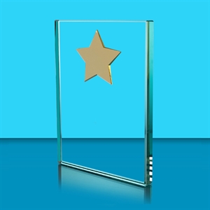 Sigma Rectangular Glass Award with Star - AFG007CG gold star