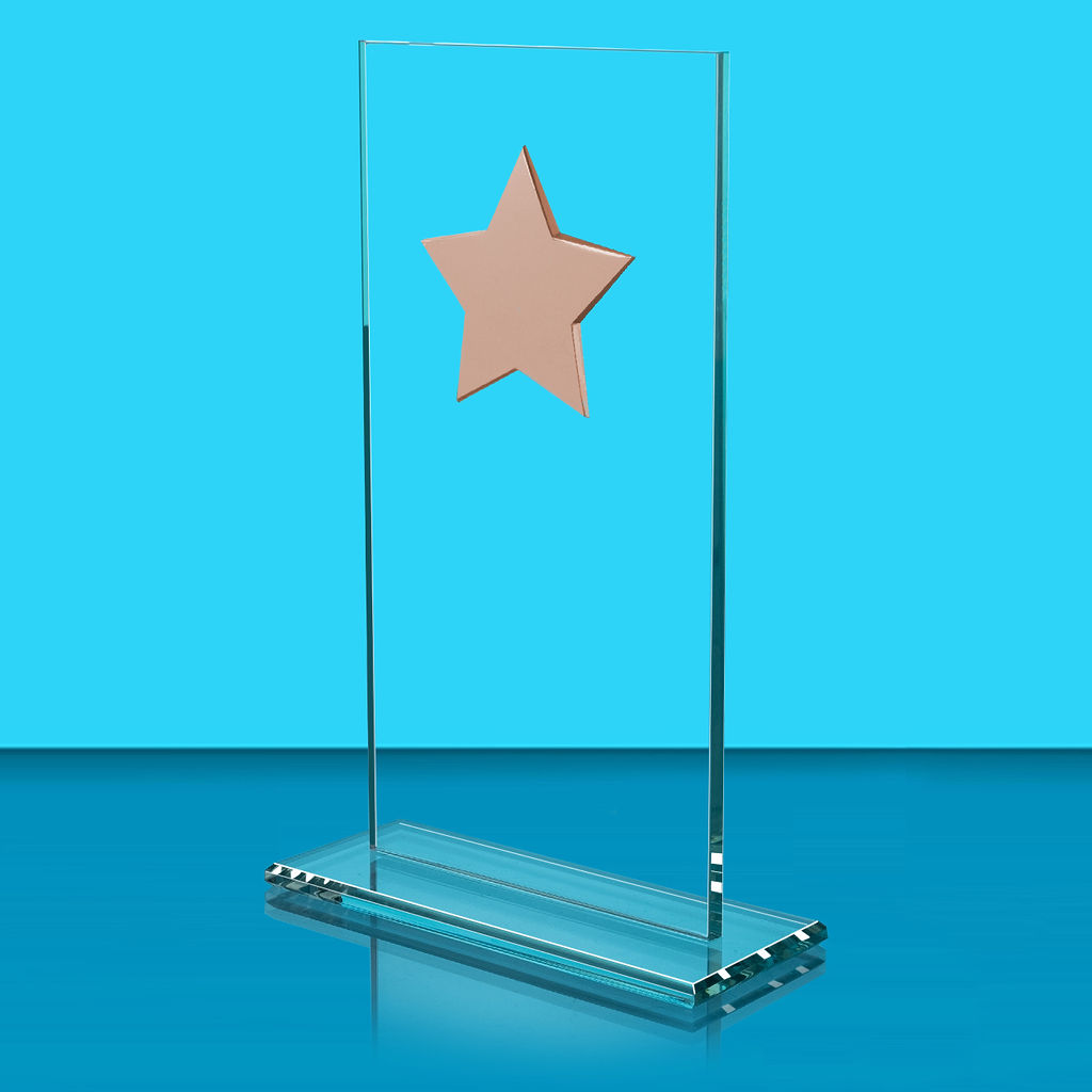 Warrior Jade Glass Award with Star - CR15080/S bronze star