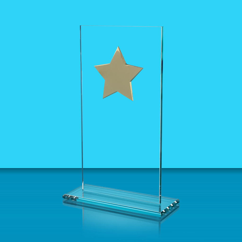 Warrior Jade Glass Award with Star - CR15080/S gold star