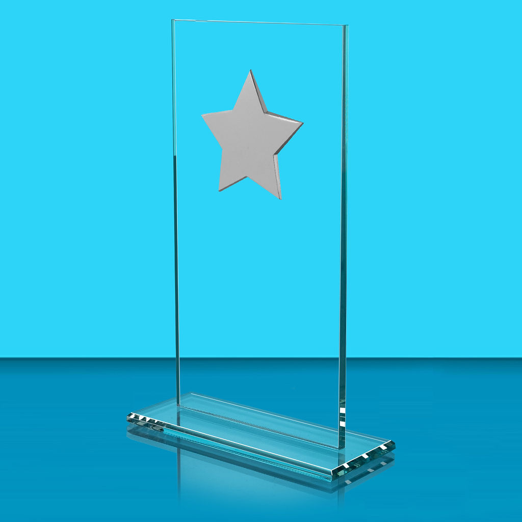 Warrior Jade Glass Award with Star - CR15080/S silver star