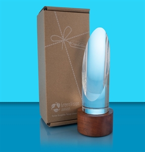 GreenVision Arvid Cylinder Clear Crystal Award - AFG022 with free eco friendly presentation box