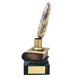 Quill and Book Handmade Metal Trophy - 286