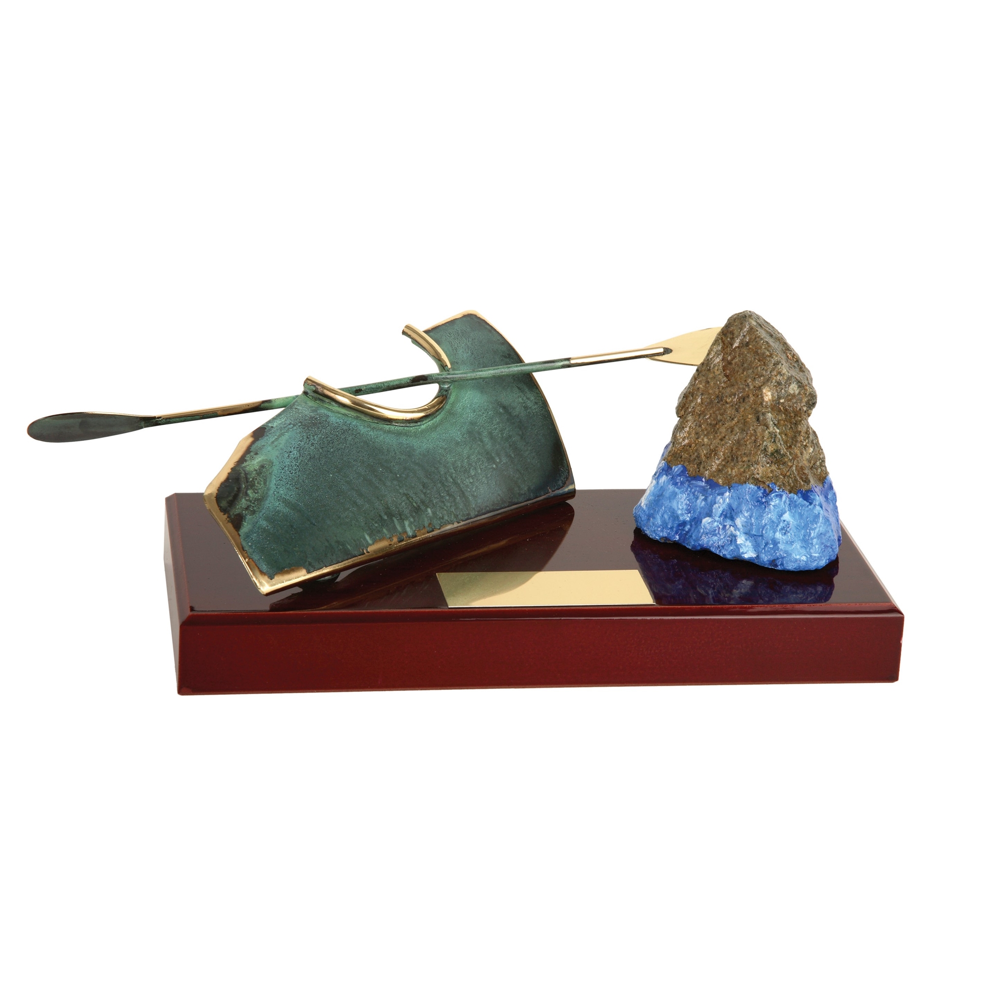 Canoe and Rock Handmade Metal Trophy - 839