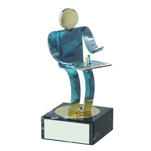 Chess Playing Blue Figure Handmade Metal Trophy - 600 AJ