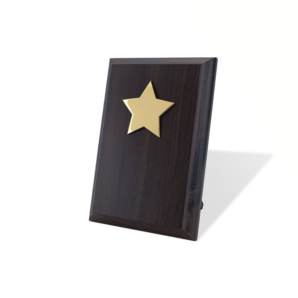 Britannia Walnut Plaque with Star - AFFWP69G Gold Star