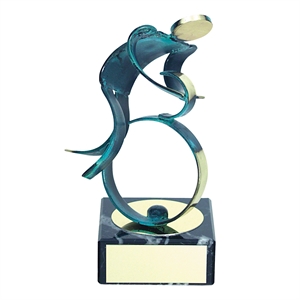 Cycling Blue Figure Handmade Metal Trophy - 600 CI