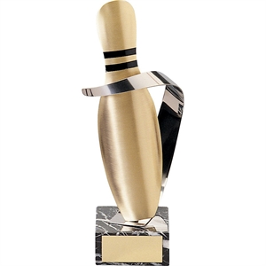 Gold Skittle Bowling Handmade Metal Trophy - 769