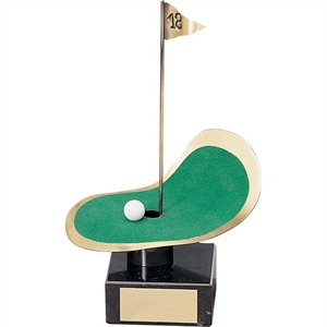 Golf 18th Hole Handmade Metal Trophy - 736