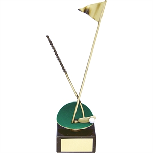	Golf Hole and Putter Handmade Metal Trophy - 188