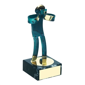 Photographer Blue Figure Handmade Metal Trophy - 600 FO