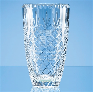 Lead Crystal Panelled Barrel Vase - JR16
