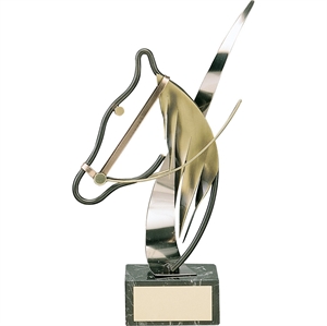 Silver and Gold Horse Head Equestrian Handmade Metal Trophy - 978