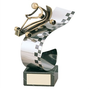 Silver Curve Go Kart Handmade Metal Trophy - 989