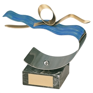 Swimming Blue Wave Handmade Metal Trophy - 972