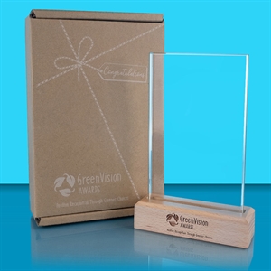 GreenVision Cassia Jade Rectangular Glass Award - AFG015 free gift box